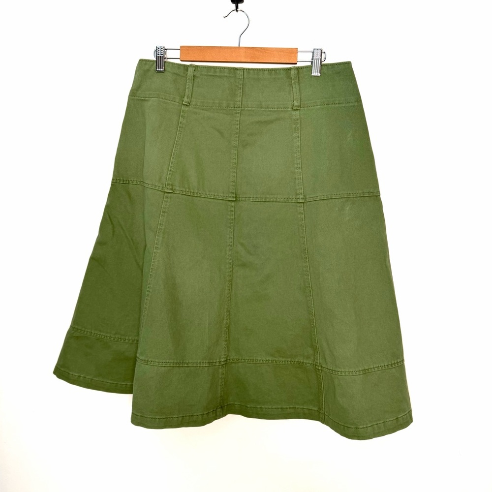 Free Assembly Flared Cotton Midi Skirt A-line Green Size 10 - Picture 2 of 6